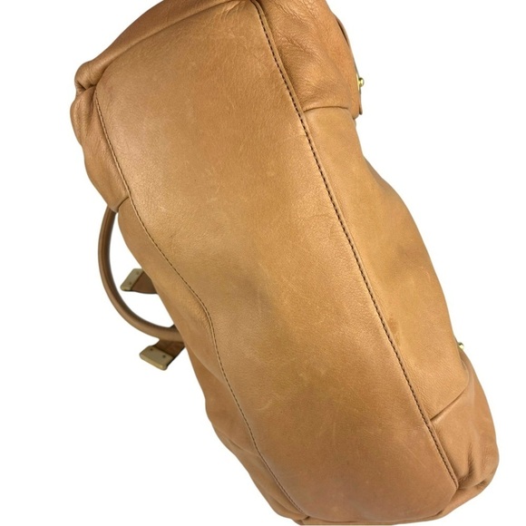 B. MAKOWSKY EDEN CAMEL TAN PEBBLED LEATHER SLOUCHY OVERSIZED SHOPPER TOTE BAG - Picture 9 of 15